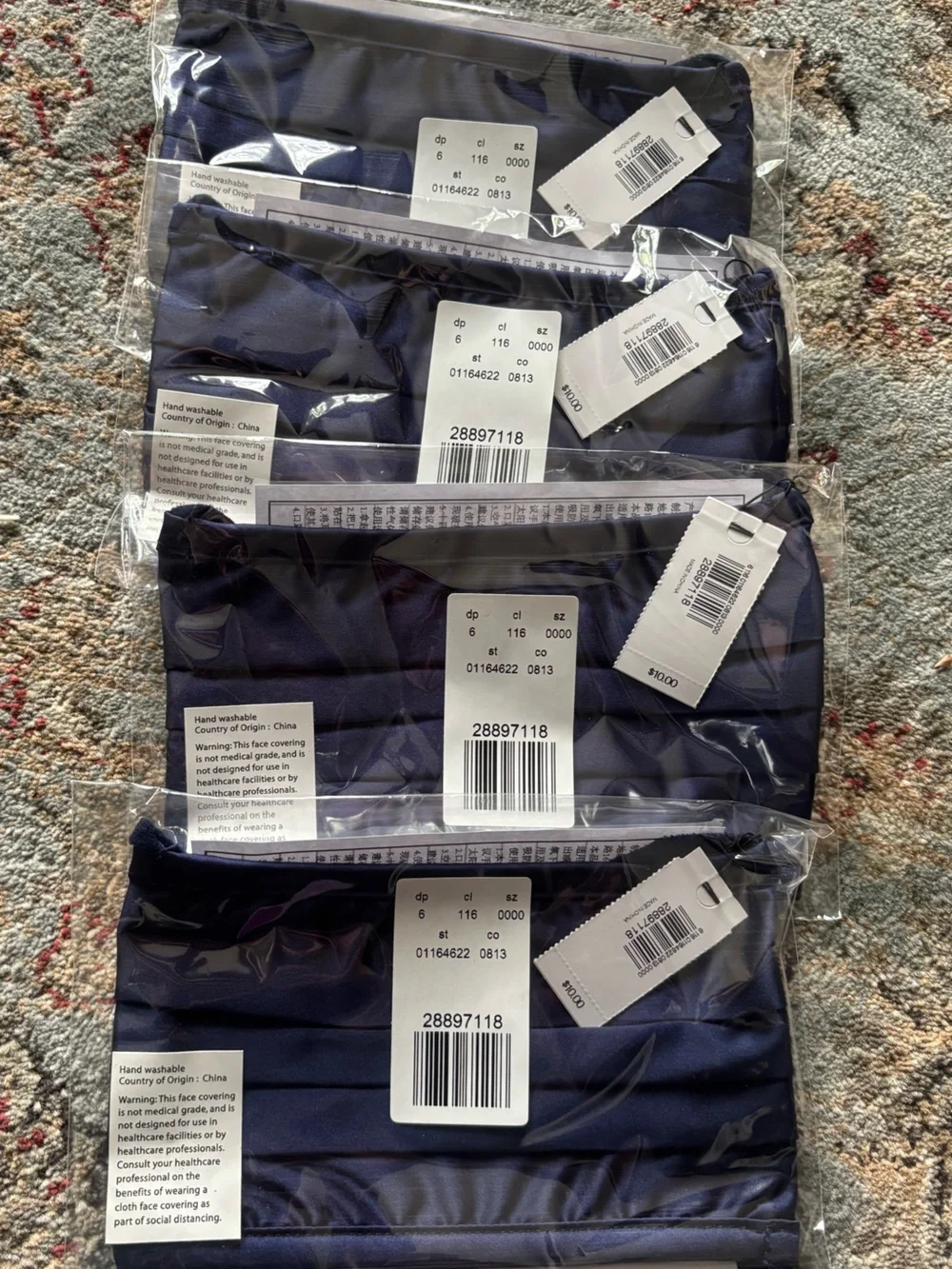 Express Navy Blue NWT  Reusable Face Mask Set of 4